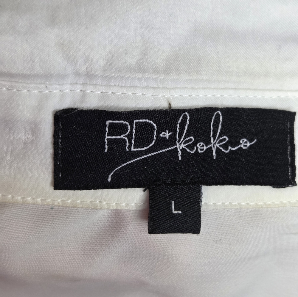 RD & Koko size L Embroidered White Long Kimono Butom Up - Picture 11 of 12